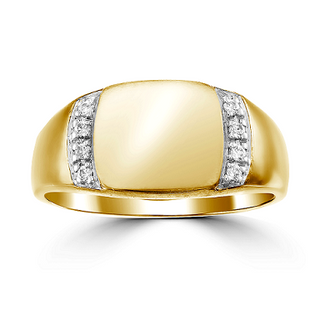 10K Yellow Gold Men's Diamond Signet Ring