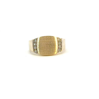10K Yellow Gold Men's Diamond Signet Ring