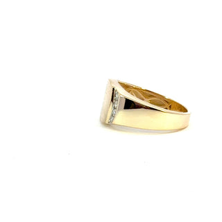 10K Yellow Gold Men's Diamond Signet Ring