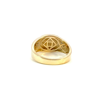 10K Yellow Gold Men's Diamond Signet Ring