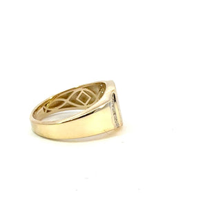 10K Yellow Gold Men's Diamond Signet Ring