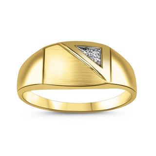 10K Yellow Gold Men's Diamond Signet Ring