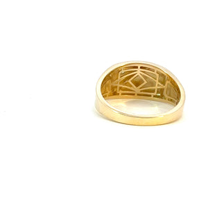 10K Yellow Gold Men's Diamond Signet Ring