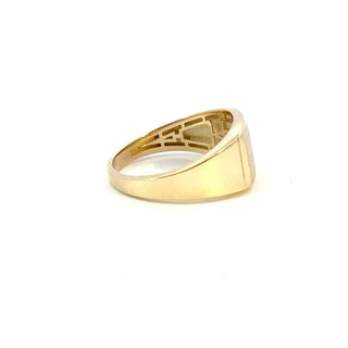 10K Yellow Gold Men's Diamond Signet Ring