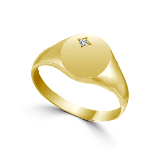 10K Yellow Gold Men's Diamond Signet Ring