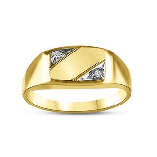 10K Yellow Gold Diamond Signet Men's Ring