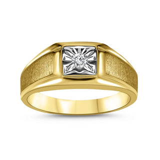 10K Yellow Gold Men's Diamond Signet Ring