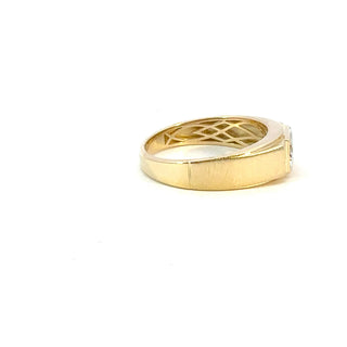 10K Yellow Gold Men's Diamond Signet Ring