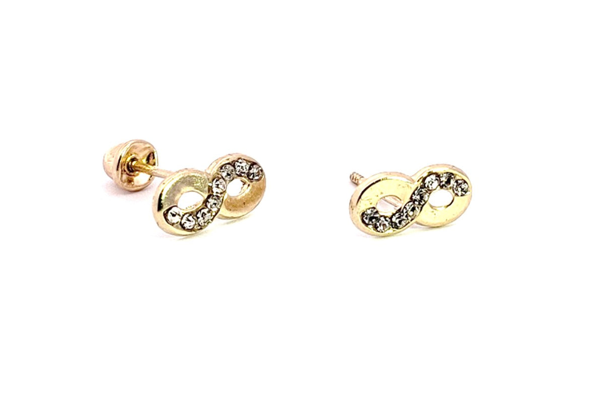 14K Yellow Gold Infinity Earrings with Cubic Zirconia