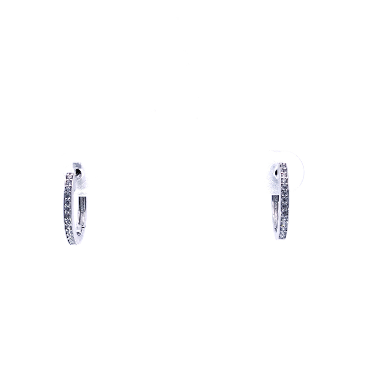 14K White Gold Cubic Zirconia Huggies - 18mm