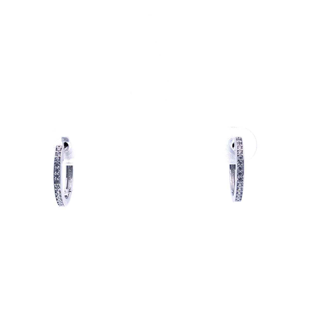 14K White Gold Cubic Zirconia Huggies - 15mm