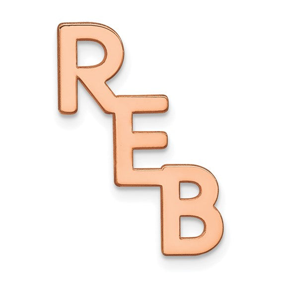 Tac de corbata recortado pulido de oro rosa de 14K, personalizado con letras - HECHO A PEDIDO