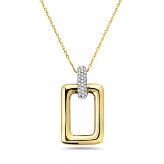 Oro amarillo y blanco de dos tonos de 14 quilates con colgante de diamantes de 0,11 quilates, 18 pulgadas