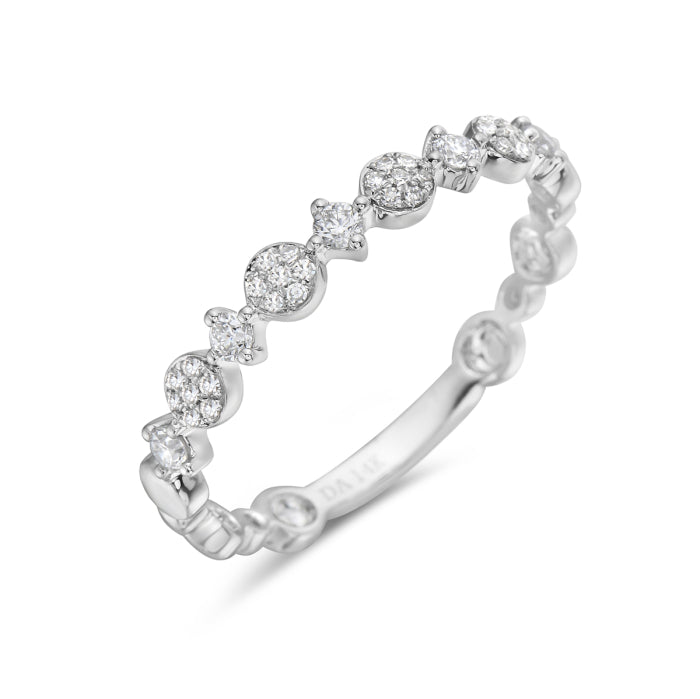 14K White Gold 0.21cttw Round-Cut Diamond Bezel Cluster Ring