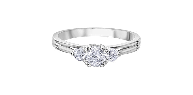 Anillo de compromiso de diamantes canadienses de 0,60 quilates en oro blanco de 14 quilates, tamaño 6,5