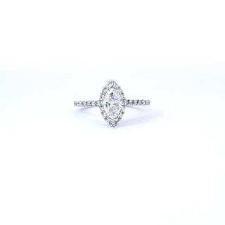 14K White Gold 0.97cttw Lab Grown Marquise Cut Halo Diamond Ring
