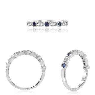 14K White Gold Sapphire & Diamond Ring