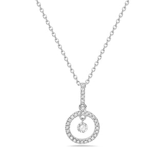 Colgante de oro blanco de 14 quilates con círculo de diamantes/infinito/eternidad, 18"