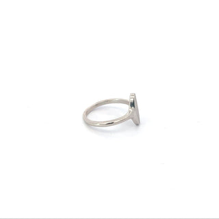 14K White Gold 13x7 mm Oval Brushed Top Signet Ring