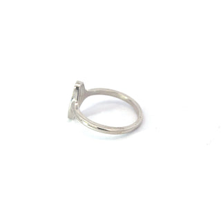 14K White Gold 13x7 mm Oval Brushed Top Signet Ring