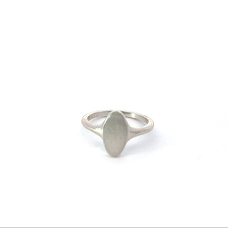 14K White Gold 13x7 mm Oval Brushed Top Signet Ring