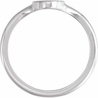 14K White Gold 13x7 mm Oval Brushed Top Signet Ring