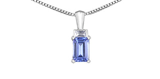 14K White Gold Tanzanite and Diamond Pendant, 18"