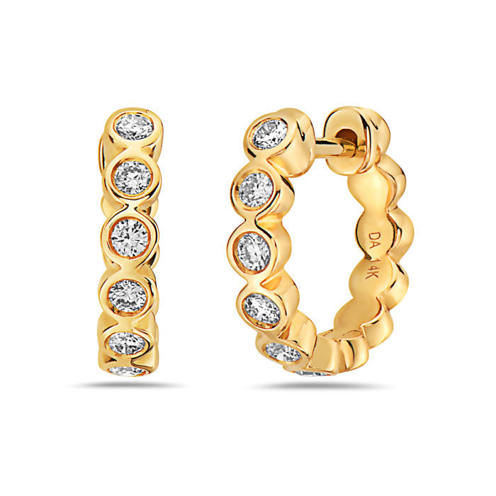 14K Yellow Gold 0.19cttw Diamond Hoop / Huggie Earrings