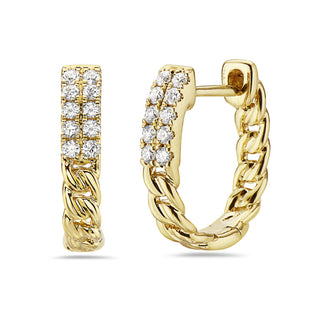 Pendiente de aro de oro amarillo de 14 quilates con diamantes de 0,23 quilates