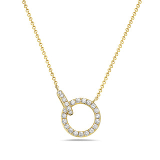 14K Yellow Gold Diamond Circle / Infinity / Eternity Pendant, 18"
