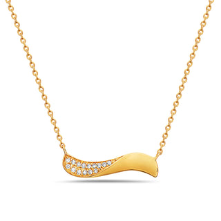 14K Yellow Gold Diamond Pendant, 18"