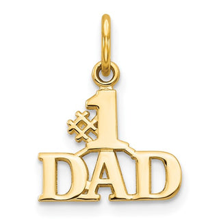 Dije "#1 DAD" pulido en oro amarillo de 14 quilates - 17 mm x 13 mm