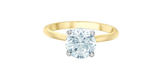 14K Yellow and White Gold 3.10 Cttw Lab Grown Round Cut Diamond Engagement Ring with Hidden Halo