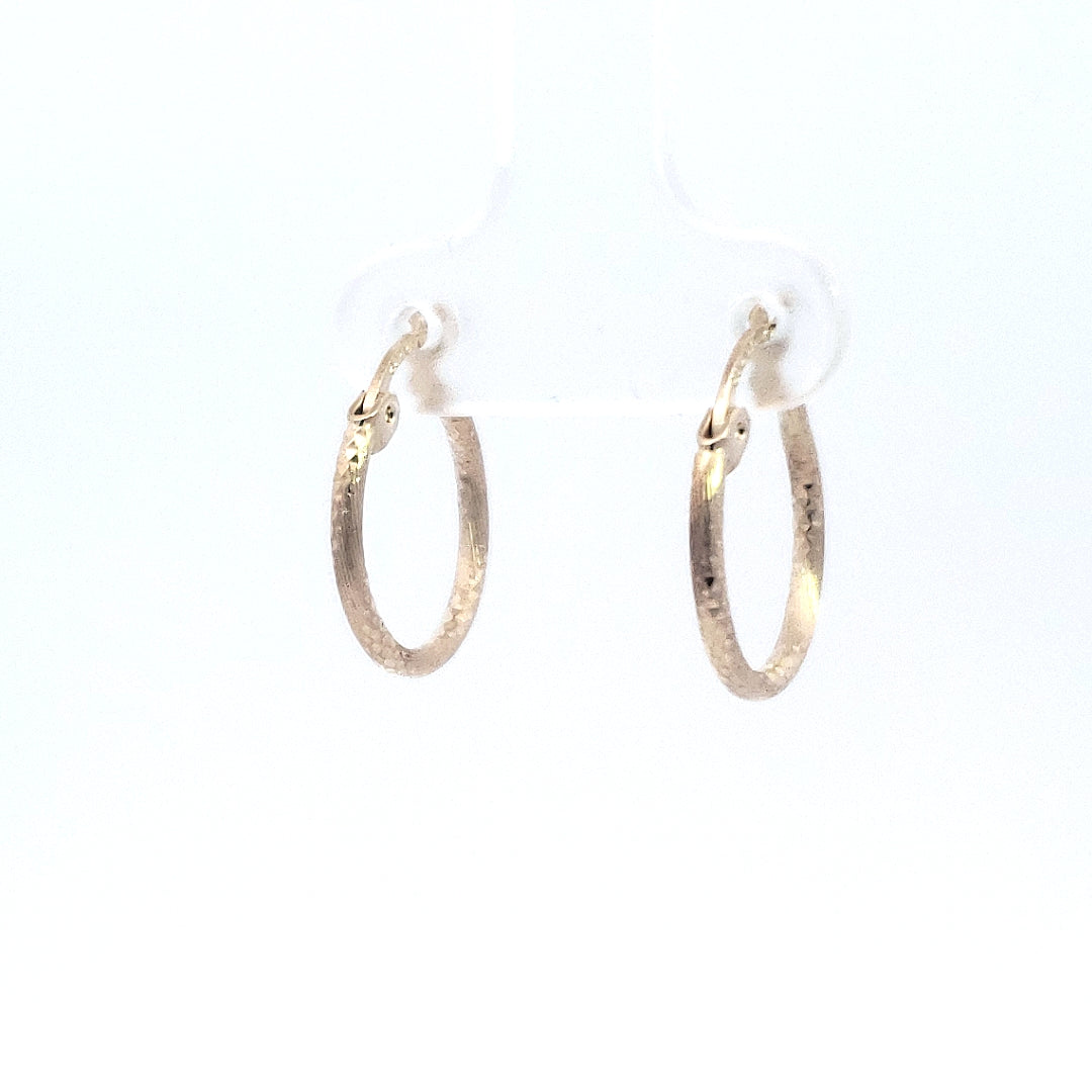 14K Yellow Gold Diamond Cut Hoops - 15mm