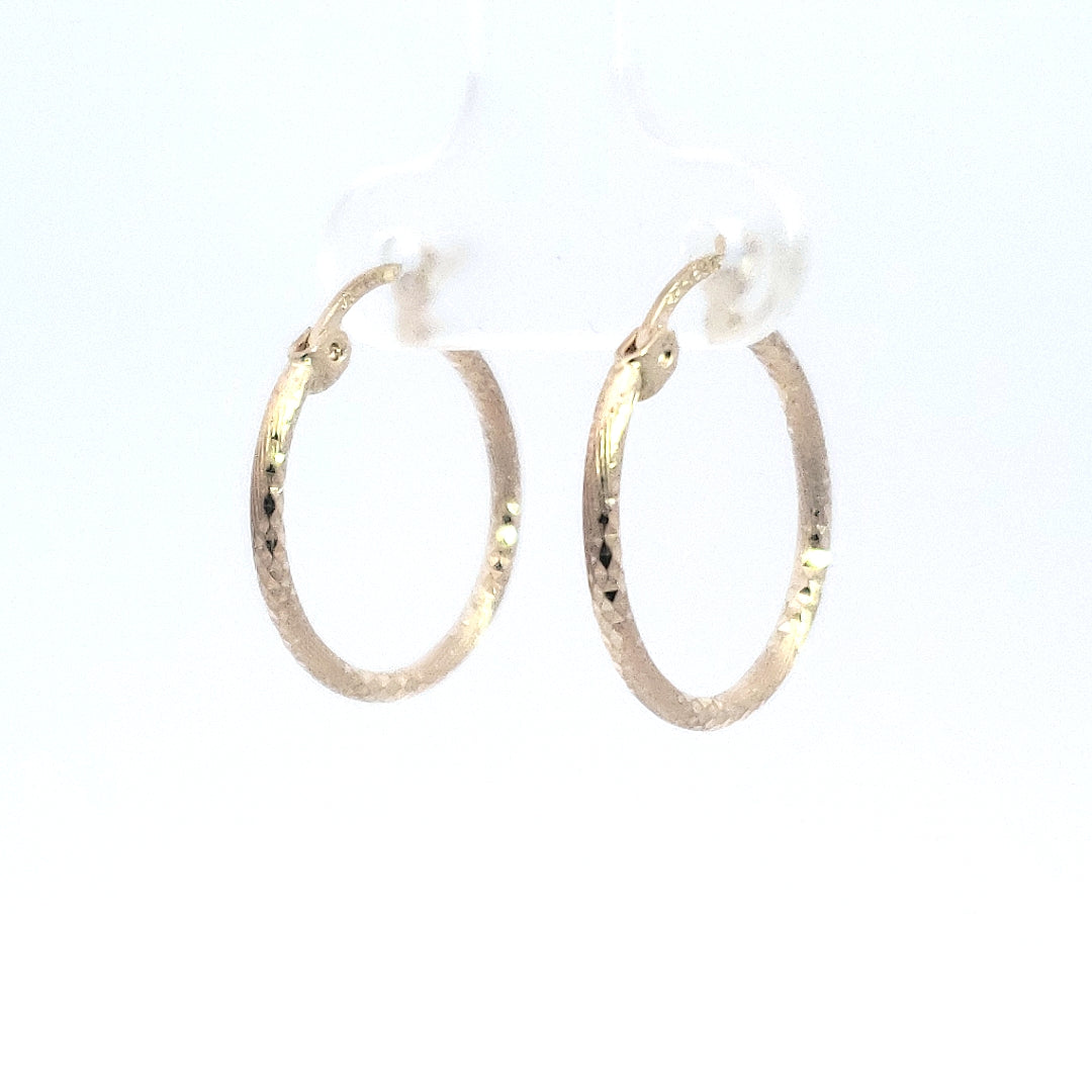 14K Yellow Gold Diamond Cut Hoops - 18mm