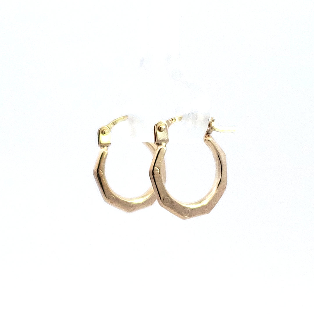 14K Yellow Gold Hexagon Hoops - 11.2mm