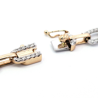 Pulsera de diamantes en oro amarillo y blanco de 14 quilates