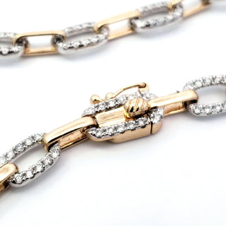 Pulsera de diamantes en oro amarillo y blanco de 14 quilates