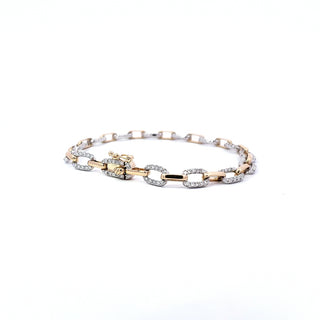 Pulsera de diamantes en oro amarillo y blanco de 14 quilates