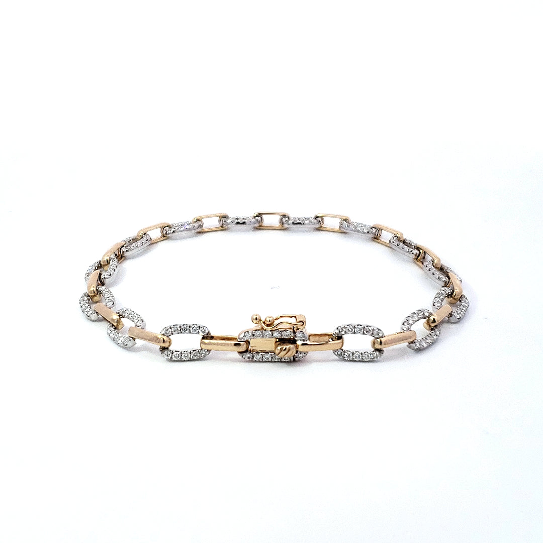 Pulsera de diamantes en oro amarillo y blanco de 14 quilates