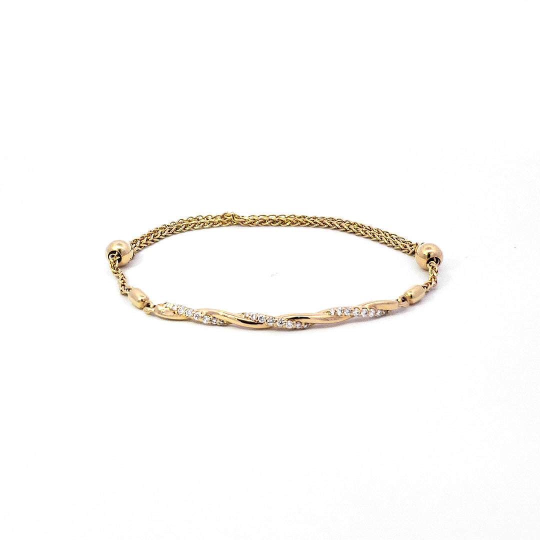 Pulsera de diamantes en oro amarillo de 14 quilates