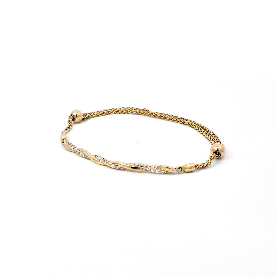 Pulsera de diamantes en oro amarillo de 14 quilates