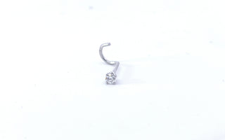 Pendientes de nariz de oro blanco de 14 quilates con diamantes de 0,04 quilates