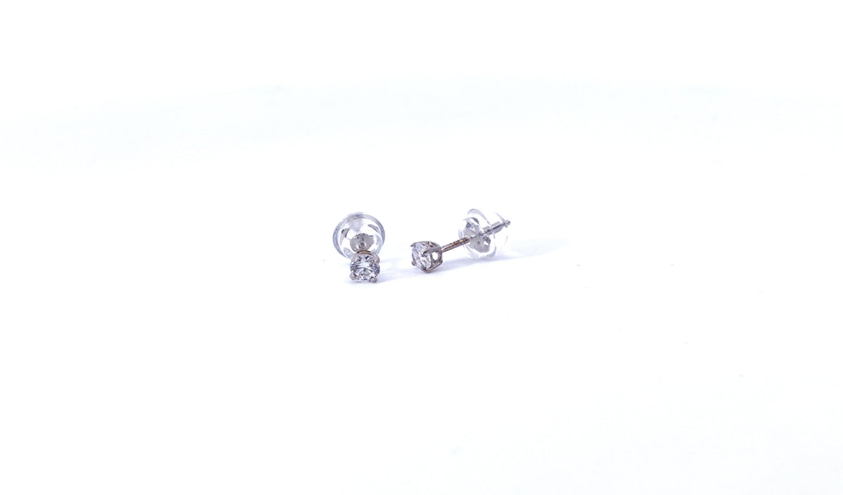 Tracking -  14K White Gold Cubic Zirconia Studs - 4.00mm