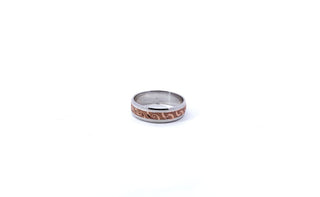Tracking - 10K 2 Tone Wedding Band  Fancy Pattern 6mm