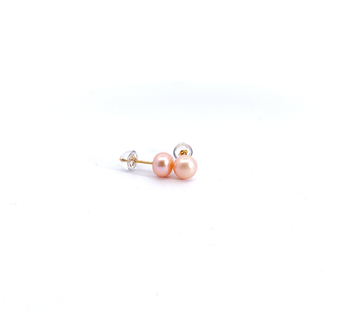 Tracking - 925 Sterling Silver 6-7mm Fresh Water Peach Pearl Earrings