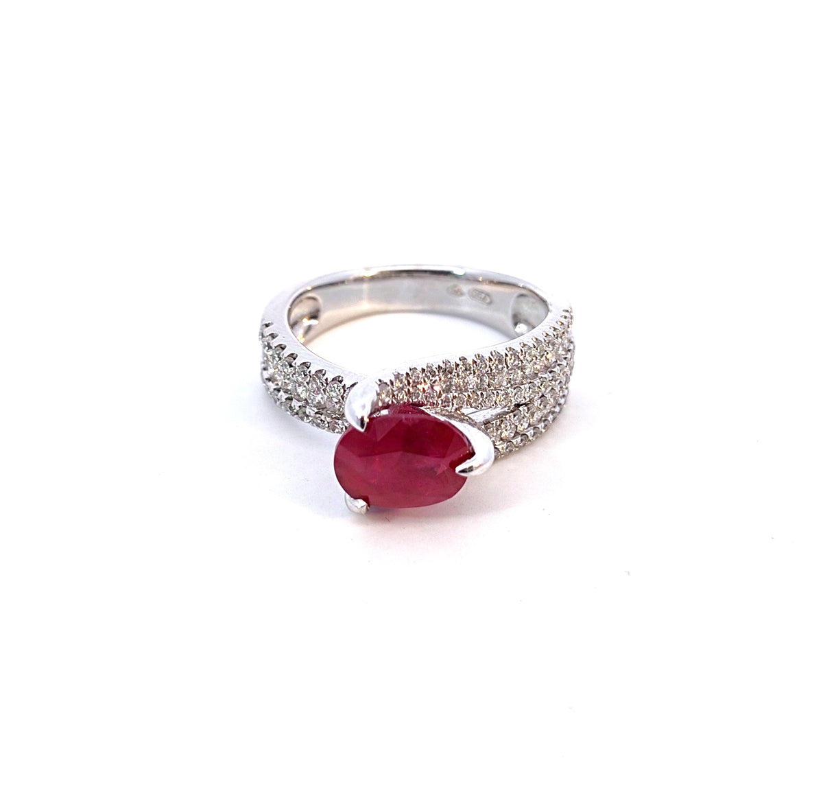 18K White Gold Ruby and Diamond Ring