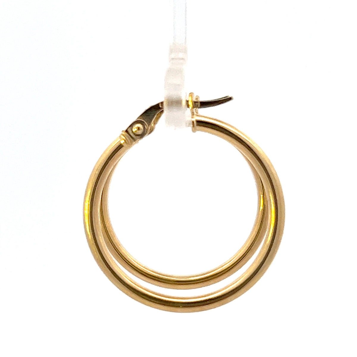 10K Yellow Gold 2mm Tube  Hoop Earrings Large