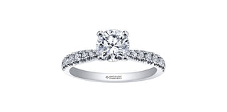 Anillo de compromiso de diamantes canadienses de 0,80 quilates en oro blanco de 18 quilates y paladio