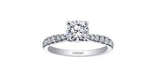 Anillo de compromiso de diamantes canadienses de 1,00 quilates en oro blanco de 18 quilates y paladio